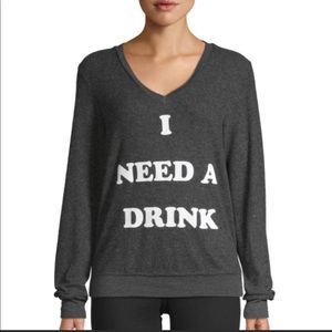 Wildfox I Need A Drink Graphic Pullover sz s